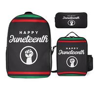 fifbird Juneteenth Since 1865 Celebrate Freedom Afican - Juego de mochila de 3 piezas, bolsa de almuerzo, estuche para lápices, gran capacidad, Juneteenth Sinc, Talla única, Mochilas de día