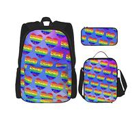 fifbird LGBTQ - Juego de mochila gay bisexual Ally Pride de 3 piezas, kit de mochila de bolsa de almuerzo, estuche para lápices, gran capacidad, Multi55, Talla única, Mochilas de día