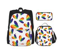 fifbird LGBTQ - Juego de mochila gay bisexual Ally Pride de 3 piezas, kit de mochila de bolsa de almuerzo, estuche para lápices, gran capacidad, Multi53, Talla única, Mochilas de día