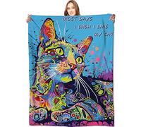 fifbird Manta de forro polar de franela con diseño de gato colorido, regalo de cumpleaños para niños, adultos y amantes de las mascotas, ligera, suave, con texto en inglés "Most Days I Wish I was My