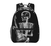 fifbird Mochila unisex abstracta de rayos X, calavera, esqueleto, tocando guitarra, portátil, ligera, linda, viajes, casual, mochila para mujeres y hombres
