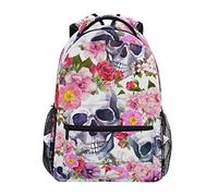 fifbird Mochila unisex con calaveras blancas, para libros, viajes, senderismo, camping, mochila escolar, Color-multi11, Talla única