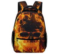 fifbird Mochila unisex con diseño de calaveras llameantes, mochila de viaje para laptop con 1 compartimento principal y bolsillos laterales para hombres y mujeres, mochilas escolares
