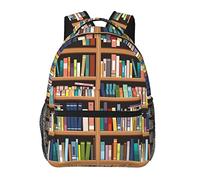 fifbird Mochila unisex con estampado de biblioteca, mochila escolar y mochila para escuela, universidad y viajes, mochilas escolares