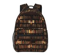 fifbird Mochila unisex con estampado de flamencos de lona para laptop para mujeres y hombres, mochila escolar, Biblioteca de colores, Talla única