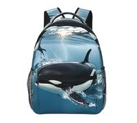 fifbird Mochila unisex para laptop, viajes, ligera, con estrellas y Bbee, para mujeres y hombres, mochila escolar, Color-orca Killer Wh, Talla única
