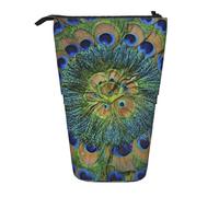 fifbird Plumas de pavo real, estuche telescópico para lápices, soporte para lápices con cremallera, bolsa de maquillaje, bolsa para lápices, multicolor, Talla única, Estuche telescópico
