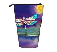 fifbird Portalápices de pie, bonito colorido diseño de libélula junto al lago, paisaje nocturno, luna, amarillo brillante, bolsa de maquillaje, soporte para lápices, multicolor, Talla única, Estuche