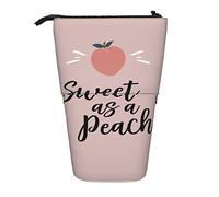 fifbird Portalápices de pie, bonito melocotón dulce, hojas verdes sobre fondo, acuarela, telescópico, portátil, portátil, de pie, gran capacidad, multicolor, Talla única, Estuche telescópico