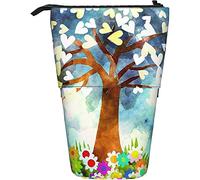 fifbird Portalápices de pie con diseño de árbol de la vida, diseño de árbol de la vida, con flores, estuche telescópico ligero con cremallera vertical, multicolor, Talla única, Estuche telescópico