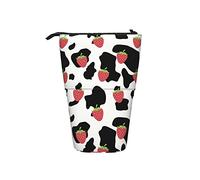 fifbird Portalápices de pie con diseño de vaca de fresa, organizador de papelería, duradero, telescópico, para estudiantes, niños, multicolor, Talla única, Estuche telescópico