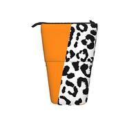 fifbird Portalápices de pie con estampado de leopardo en blanco y negro, patrón de leopardo naranja, portátil, soporte para lápices, estuche telescópico duradero, multicolor, Talla única, Estuche