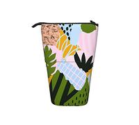 fifbird Portalápices de pie con hojas tropicales coloridas, estuche telescópico negro de gran capacidad, estuche telescópico ligero de papelería, para la universidad, niñas, multicolor, Talla única,