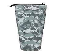 fifbird Portalápices de pie, tiburones grises, animales naturales, peces, sin costuras, para estudiantes, papelería, bolsa de maquillaje duradera, bolsa de cosméticos portátil, para la escuela, la