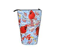 fifbird Portalápices rojo cardenal, soporte para lápices con flores, estuche telescópico duradero, estuche portátil personalizado para lápices de pie, para adultos, multicolor, Talla única, Estuche