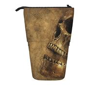 fifbird Portalápices vintage marrón retro con cremallera telescópica de gran capacidad portátil, multicolor, Talla única, Estuche telescópico