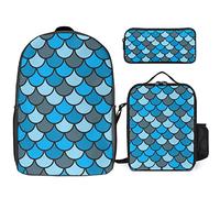 fifbird Rainbow Mermaid Scale - Juego de mochila de 3 piezas, bolsa de almuerzo, estuche para lápices, gran capacidad, Sirena arcoíris, Talla única, Mochilas de día