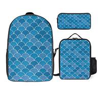 fifbird Rainbow Mermaid Scale - Juego de mochila de 3 piezas, bolsa de almuerzo, estuche para lápices, gran capacidad, Sirena arcoíris, Talla única, Mochilas de día