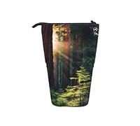 fifbird Sequoias - Estuche telescópico portátil para lápices de pie, temprano en la mañana, luz del sol en las secuoyas, resaltan un árbol joven, lindo organizador de lápices para oficina, color 5,