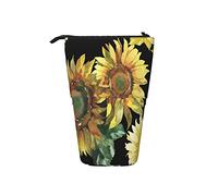 fifbird Sunflowers - Estuche telescópico portátil para lápices de pie, acuarela, flores, dorado y negro, bonito organizador de lápices para oficina, color 6, Talla única, Estuche telescópico