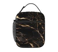 fifbird Vacsax - Lonchera de mármol negro y dorado para hombres, bolsa de almuerzo reutilizable para hombres adultos y mujeres, lonchera pequeña aislada para el trabajo y picnic