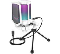 Fifine Ampligame A6V Publisher Gamer Podcast Youtuber RGB Micrófono USB (Blanco)