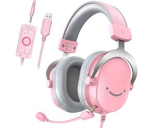 FIFINE Auriculares con Cable y Microfono, Over Ear Auriculares Gaming PC PS4 PS5 Xbox Switch con 7.1 Sonido Envolvente, Almohadillas Blandas para Los Oídos