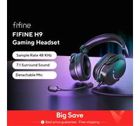 FIFINE-auriculares con conector de 3,5mm y USB, cascos con sonido envolvente 7,1, control de volumen, interruptor de silencio para PC, MAC, PS4, PS5, Mixer-H9 Negro