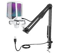 FIFINE Gaming Microfono para PC USB, RGB Kit de Micrófono de Condensador para Ordenador PS4 PS5, con Botón de Silencio, Filtro Anti-Pop, Soporte de Choque, Soporte Microfono
