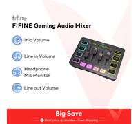 FIFINE mezclador de Audio para juegos, mezclador de transmisión de 4 canales RGB con interfaz de micrófono XLR, para voz de juego, Podcast,AmpliGame SC3 Blanco