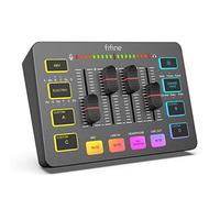 FIFINE Mezclador de audio para juegos para transmisión, interfaz de audio RGB para PC, mezclador DJ con interfaz de micrófono XLR, atenuador de volumen, diseño de canal individual, sonido