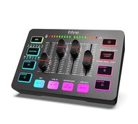 FIFINE Mezclador de Audio, RGB Streaming Gaming Audio Mixer PC con Interfaz de XLR, Gaming Audio Mixer con Control Individual, Control de Volumen, Botón de Silencio, Alimentación Phantom de 48V