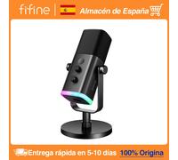 FIFINE-micrófono dinámico USB/XLR con botón de silencio táctil, Conector de auriculares, controles de E/S, para PC, mezclador de PS5/4, amplificador de micrófono para juegos AM8 AM8