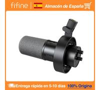 FIFINE-micrófono dinámico USB/XLR con soporte de choque, Conector de auriculares y Control de volumen, táctil y silencioso, para grabación de PC o tarjeta de sonido, K688 K688