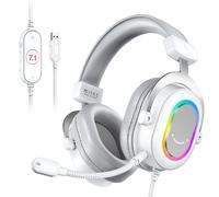 FIFINE RGB Auriculares para juegos con sonido envolvente 7,1/3-EQ/MIC, auriculares supraaurales con control en línea para PC PS4 PS5 Ampligame-H6W Rosa