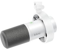 FIFINE XLR Studio Micrófono Dinámico de Podcast, RGB Gaming Micrófono USB per Ordenador PS4 PS5, para Podcast Estudio Streaming Podcasting Grabación - Blanco