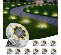 FIFlying 10 lámparas solares de suelo, 8 luces LED solares de jardín para exteriores, impermeables, lámparas solares para jardín, rase, patio, camino, iluminación exterior, iluminación de jardín, luz