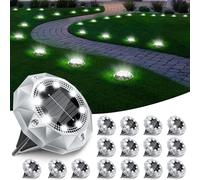 FIFlying 16 Paquetes Luces Solares LED Exterior Jardin, 8 LED Luz Solar Exterior Jardin IP65 Impermeabile, Lamparas Solares Decorar Solar Lights Outdoor para Patio, Camino, Césped, Acera, Blanco Frío