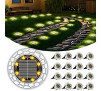 FIFlying 16 lámparas solares de suelo para exteriores, 8 ledes, lámpara solar para jardín, resistente al agua, para exterior, terraza, césped, patio, pasarela, blanco cálido