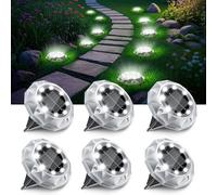 FIFlying 6 Paquetes Luces Solares LED Exterior Jardin, 8 LED Luz Solar Exterior Jardin IP65 Impermeabile, Lamparas Solares Decorar Solar Lights Outdoor para Patio, Camino, Césped, Acera, Blanco Frío