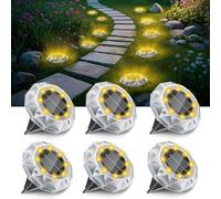 FIFlying 6 Paquetes Luces Solares LED Exterior Jardin, 8 LED Luz Solar Exterior Jardin IP65 Impermeabile, Lamparas Solares Decoracion Solar Lights Outdoor para Patio Camino Césped, Blanco Cálido