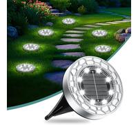 FIFlying Lámparas solares de suelo, 6 unidades, lámpara solar para jardín, 8 LED, iluminación solar, resistente al agua, para exterior, jardín, césped, camino, patio, blanco frío