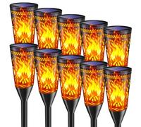 Fiflying Antorchas Solares Exterior Jardin, 10 Piezas, Luz Solar Exterior Jardin con Efecto de Llama Realista, Resistente al Agua IP65, para JardíN, Terraza, CéSped, BalcóN, Camino, Parterre