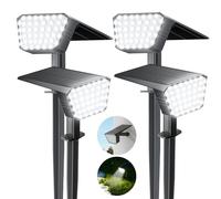 FIFlying Luces Solares LED Exterior Jardin, 4 Piezas 44 LED Focos LED Exterior Solares, 3 Modos Impermeable IP65 Luz Solar Exterior para Jardín, Patio, Piscina, Césped, Calzada (Blanco Frio)