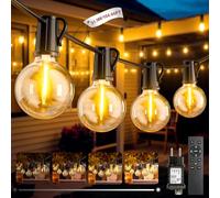 FIFlying Guirnalda Luces Exterior, 31.9M/104Ft Guirnaldas de Luces Exterior con 45 + 2 G40 Bombillas, 3 Modos IP44 Impermeable Luces Led Interior con Enchufe para Jardín, Patio, Café, Fiesta, Terraza