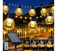 FIFlying Guirnaldas de luces solares para exteriores, 200 LED, 20 + 2 m, iluminación exterior, jardín, balcón, 8 modos, resistente a la intemperie, regulable con control remoto