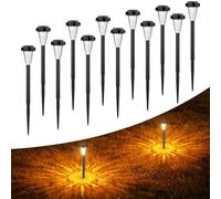 FIFlying Lámpara Solar Exterior para Jardín 12 Piezas, 2 Modos Blanco Cálido Luces Solares Exterior Jardín, IP65 Impermeable Luces Solares LED Exterior para Jardín, Patio, Césped, Entrada, Pasarela