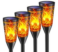 FIFlying Lamparas Solares Exterior Jardin, 4 Piezas, Antorchas Solares Exterior Jardin con Efecto de Llama Realista, Resistente al Agua IP65, Para JardíN, Terraza, CéSped, BalcóN, Camino, Parterre