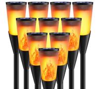 FIFlying Luces de Llamas Solar Exterior Jardin, 10 Piezas Antorchas Solares Exterior IP65 Impermeable, 2 Modos Lampara Solar con llamas Realistas para Jardín, Patio, Césped, Camino