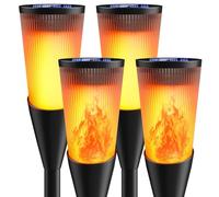 FIFlying Luces de Llamas Solar Exterior Jardin, 4 Piezas Antorchas Solares Exterior IP65 Impermeable, 2 Modos Lampara Solar Exterior con llamas Realistas para Jardín, Patio, Césped, Camino